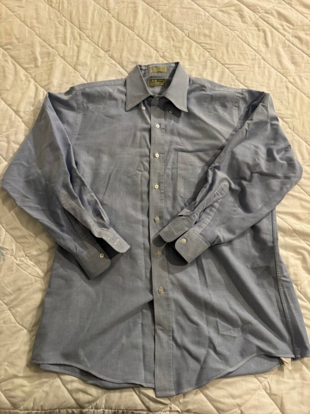 Vintage L.L.Bean Oxford Button-Down Shirt Mens 16.5-33 Blue Made in USA
